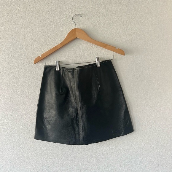 NWT Free People Join Hands Leather Skirt in Black - Picture 7 of 7